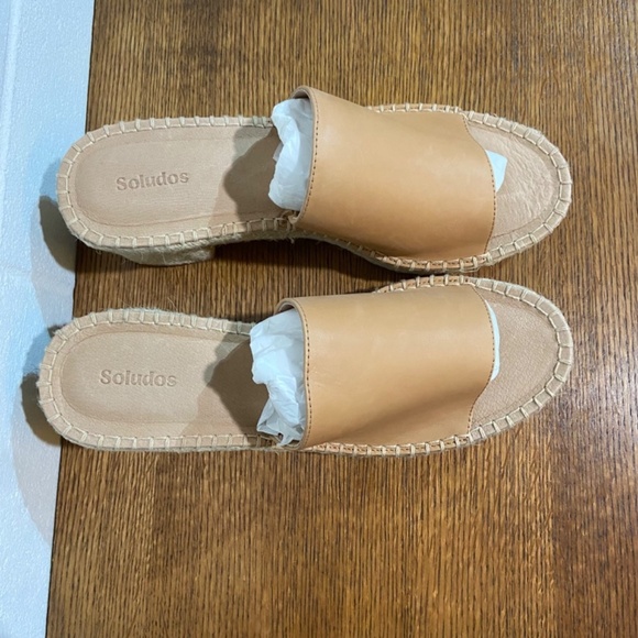 Soludos Women's Laguna Mule Sandals Camel/Tan Leather Upper Slip on Vacation NEW - Picture 3 of 10